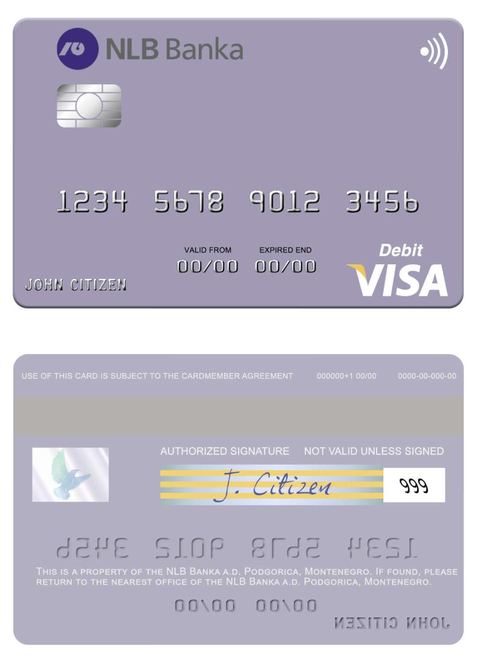 Montenegro NLB Banka a.d. Podgorica visa debit card